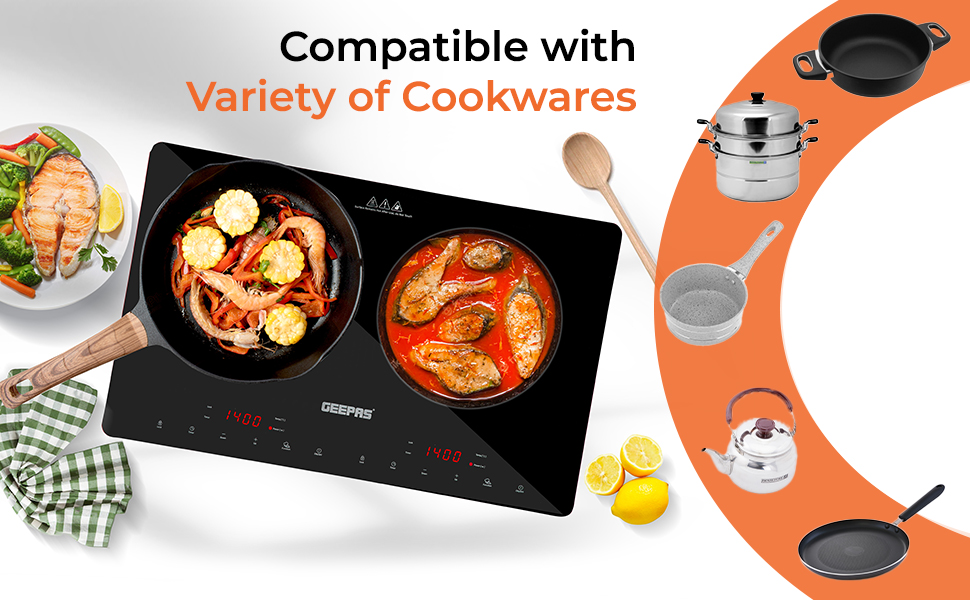 Geepas Double Induction Cooker, 2800W Digital Induction Hob w/LED