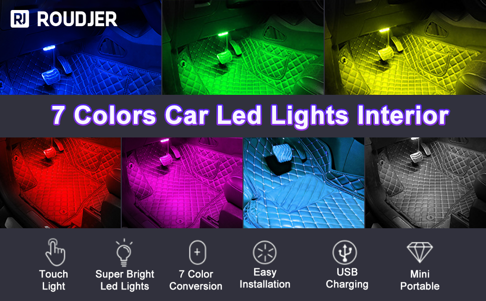 ROUDJER 2 PCS Car Led Lights Interior with 6 Bright LED Lamp Beads, 7