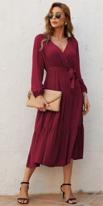 LONG SLEEVE V NECK DRESS