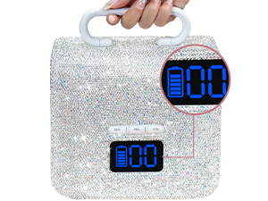 Close-up of LED nail lamp digital screen showing countdown timer and battery icon