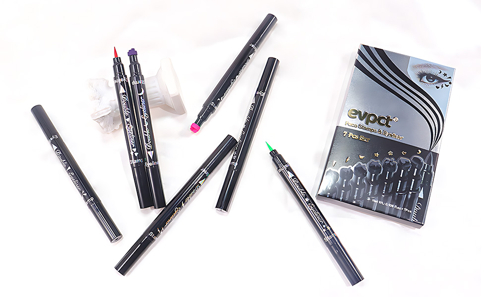 7Pcs Winged Wing Colored Eyeliner Stamps