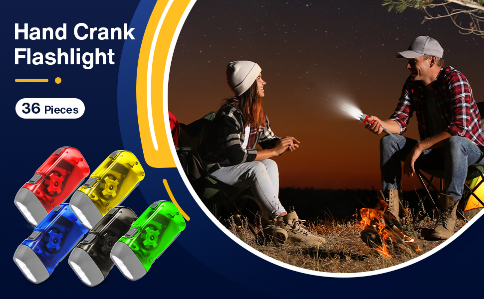 Treela 36 Pcs Hand Crank Flashlight Bulk Wind up Flashlight No Battery