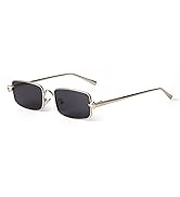 PEGH Rectangle Narrow 90's Sunglasses for Women Men Classic Vintage Slim Metal Frame Sun Glasses ...