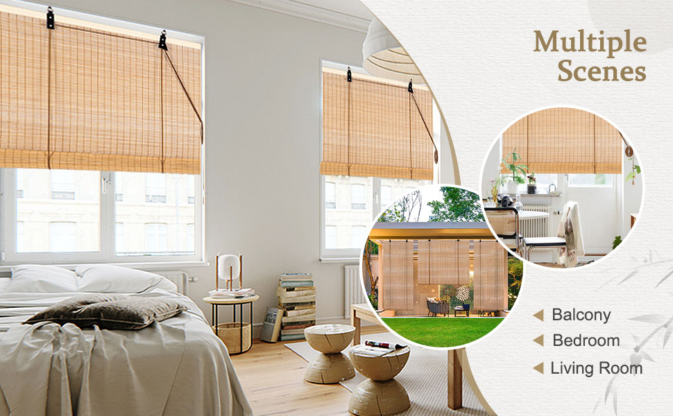 ALIMOO Bamboo Blinds, Bamboo Roll Up Shades for Windows