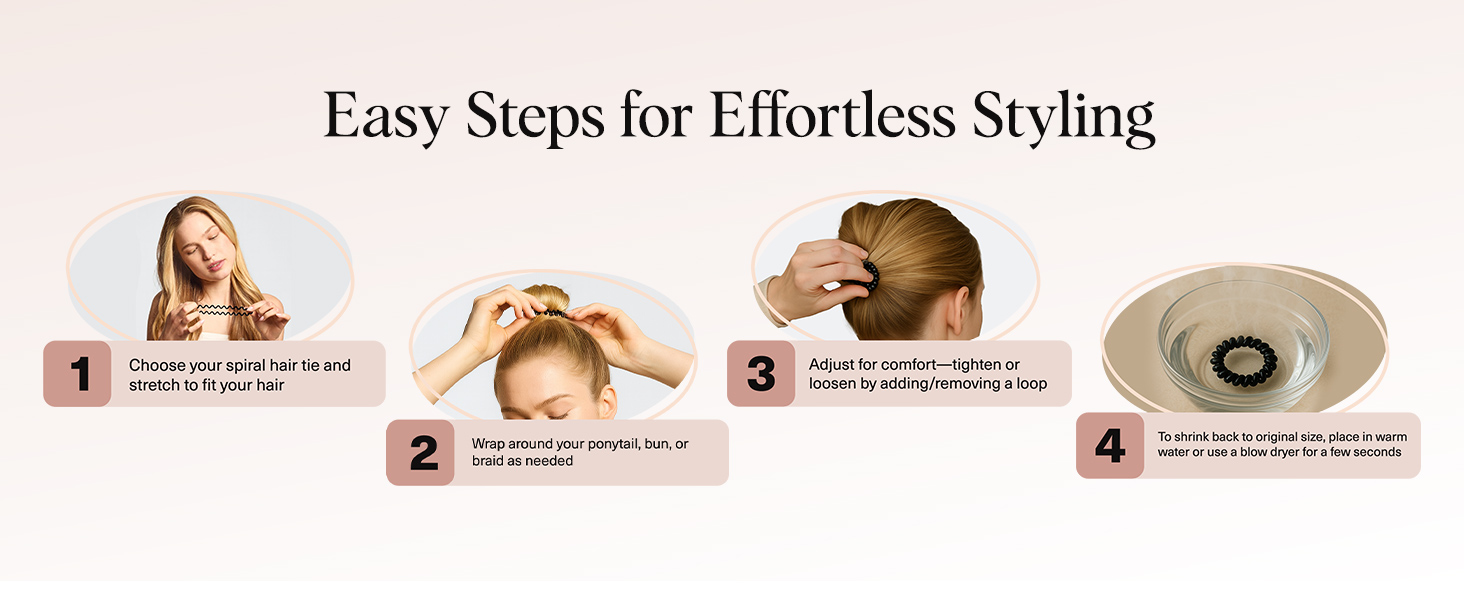Kitsch Spiral Hair Ties for Women Waterproof Ponytail Holders for Teens