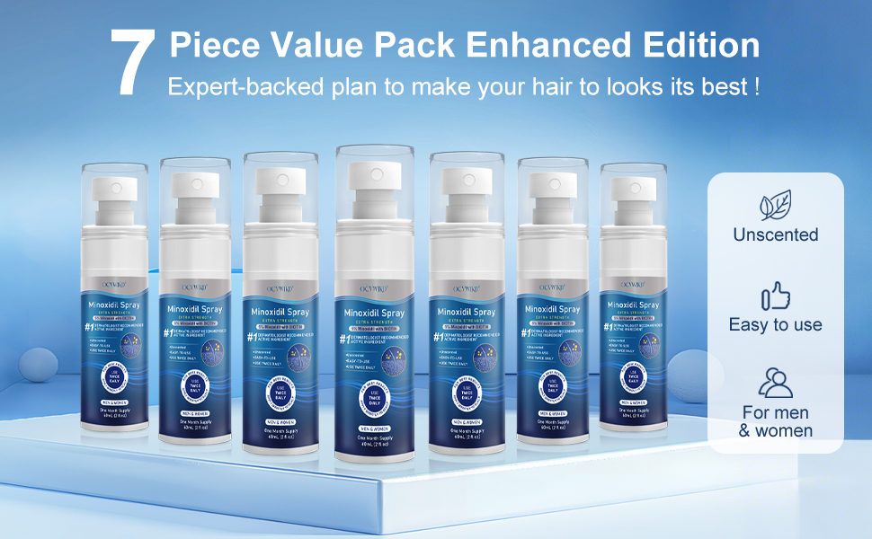 5% Minoxidil for Men and Women, Regrowth Serum, Extra Strength Spray for Hair Loss