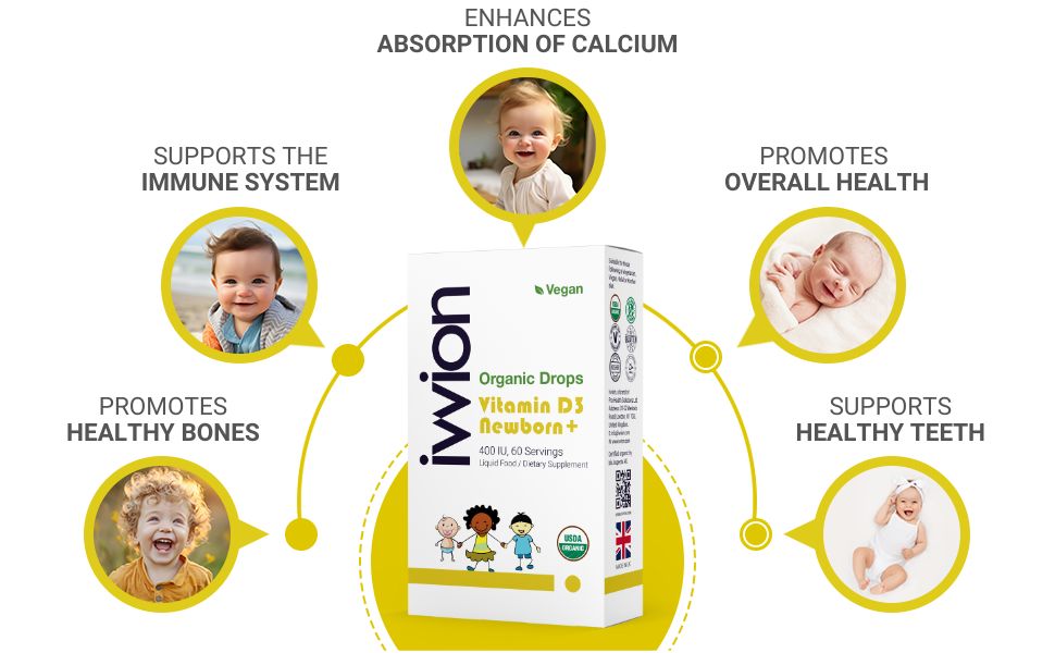 400IU Organic D3 drops for infants clean ingredients vegan certified