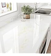 STICKEEP White and Gold Marble Contact Paper Peel and Stick Marble Wallpaper Waterproof Counterto...