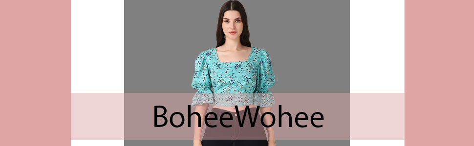 Crop Top with Back Tying Closure and Puff Sleeves