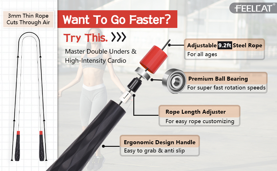 Speed Jump Rope Skipping - Blazing Fast Jumping Ropes - Endurance Workout for Boxing, MMA, 