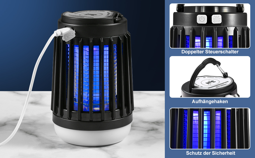 Insektenvernichter Elektrisch Fliegenfalle Tragbarer Mückenlampe Mit