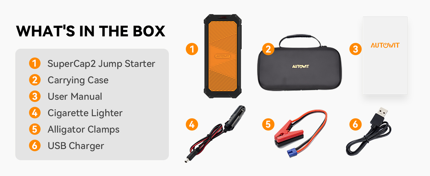 Autowit Super Capacitor Jump Starter, 12V Batteryless Jump
