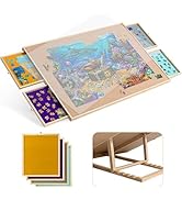 Becko US Puzzle Board with Adjustable Bracket & 4 Puzzle Drawers Square Puzzle Table with Non-Sli...