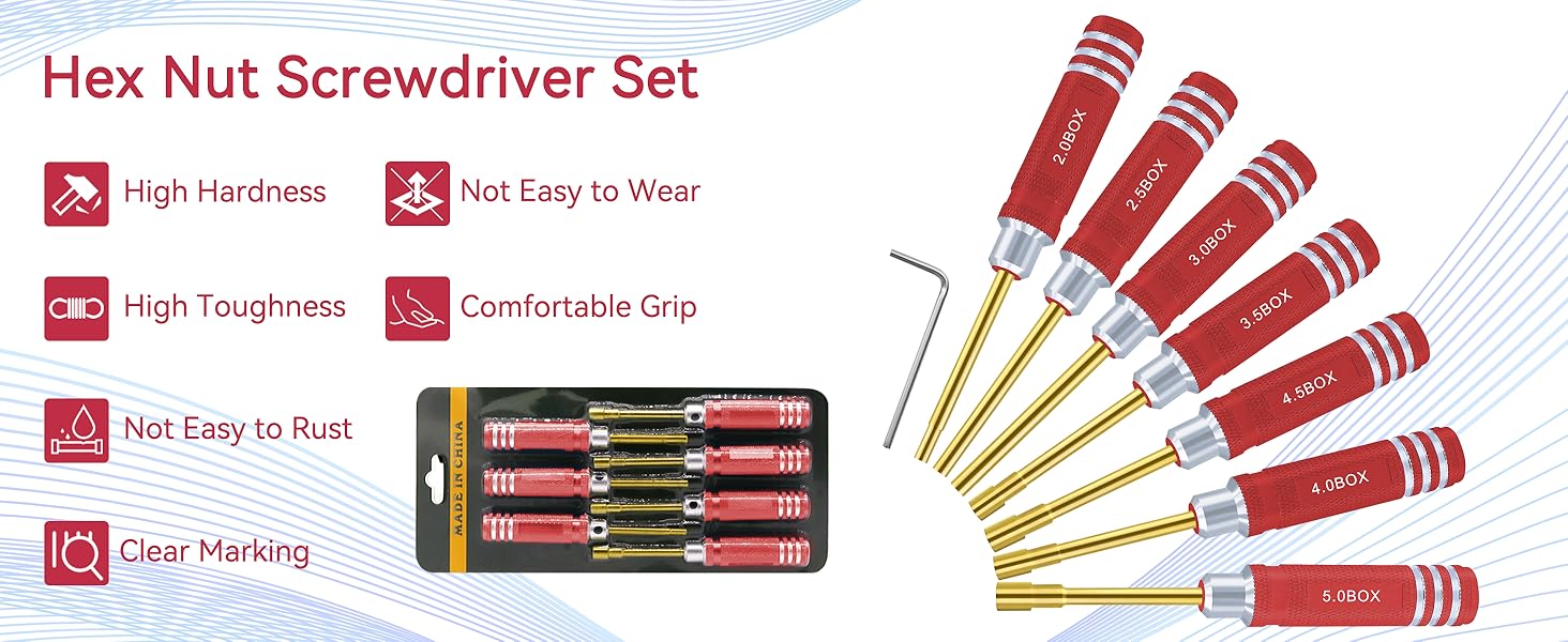 Craznick Hex Nut Driver Set RC Car Tool Kit 2.0mm 2.5mm 3