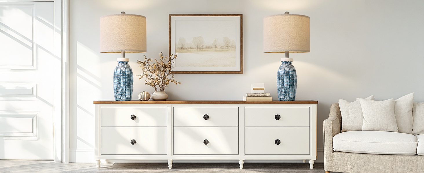 GSAFAVA 22.75" Table Lamps for Bedroom Living Room Boho Lamp Set of 2