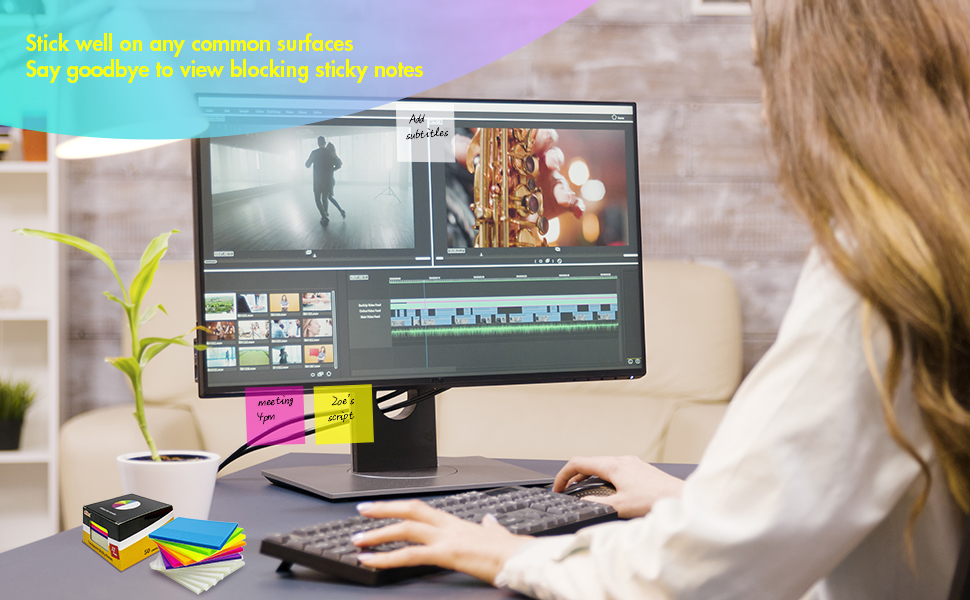 Transparent Sticky Notes, Pack of 12 Pads, Translucent Sticky Notes Set