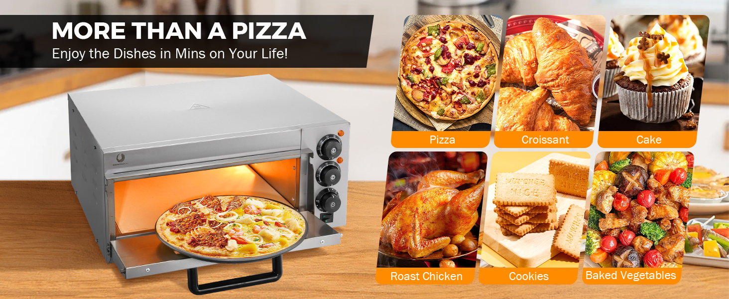 BEAMNOVA Electric Commercial Pizza Oven Countertop,1900W