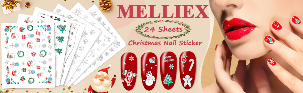 24 Sheets Christmas Nail Art Stickers