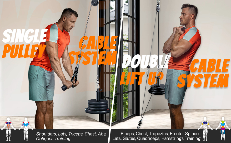 Gonex Pulley System Fitness Upgraded DIY Home Gym 2 Pulleys Cable Weight System for Tricep Bicep