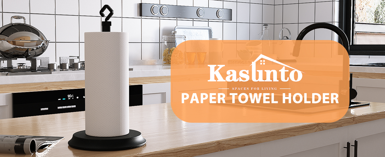 KASUNTO Paper Towel Holder for Kitchen Bathroom, Standing Rustproof Countertop