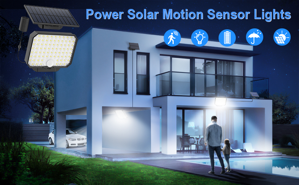 Solar Motion Sensor Lights Solar Lights Outdoor [Day&Night Mode], Solar