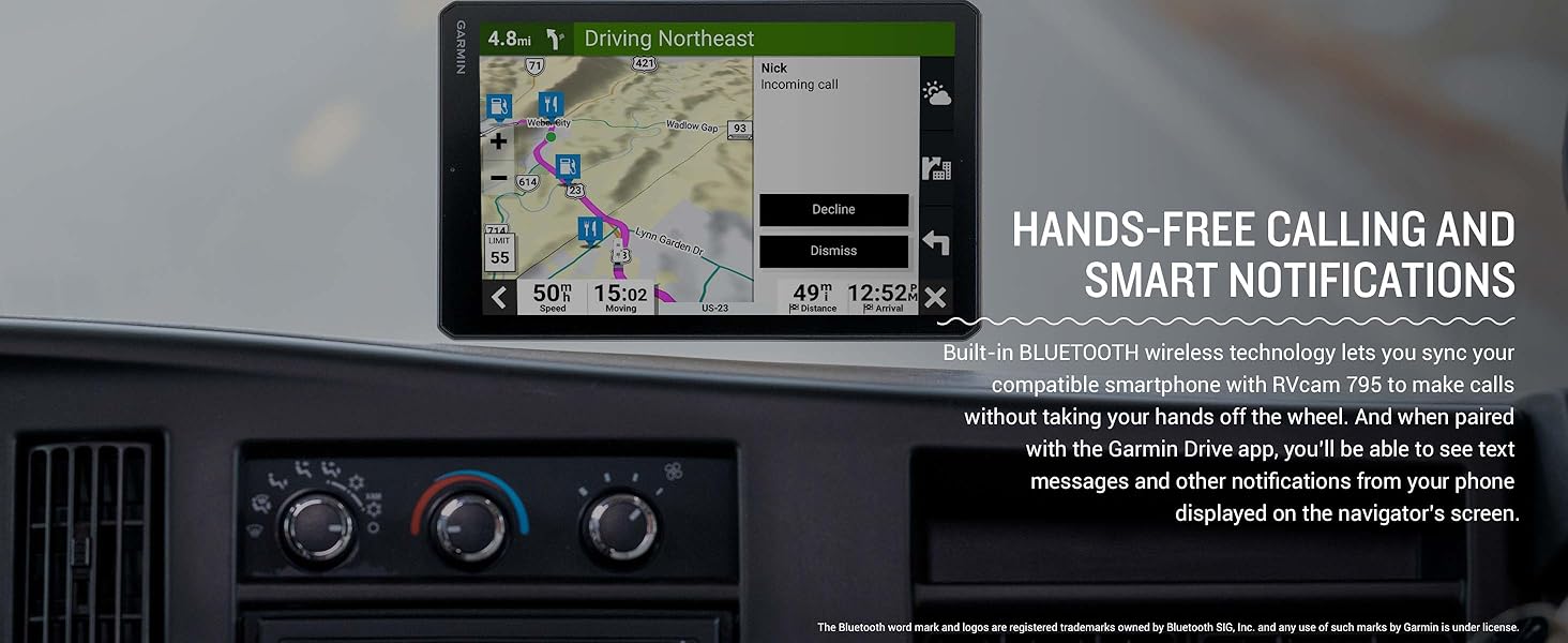 Garmin RV Cam 795, Large, EasytoRead 7” GPS RV Navigator, Builtin