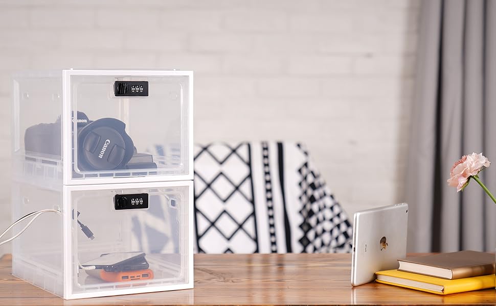 Gemaxvoled Lockable Medicine Box, Clear Medicine Storage Box, Premium Material Lockable Storage