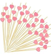 Pink Heart Cocktail Picks, Valentines Day Decorations Toothpicks for Appetizers, 4.7 IN Long Fanc...
