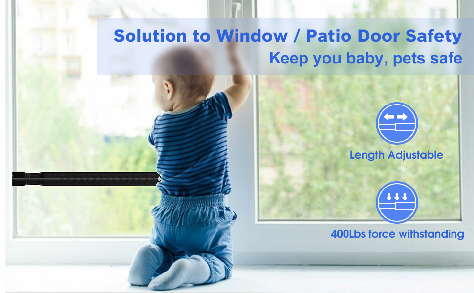 Sliding Door Security Bar, 2 in 1 Patio Door Security Bar Window