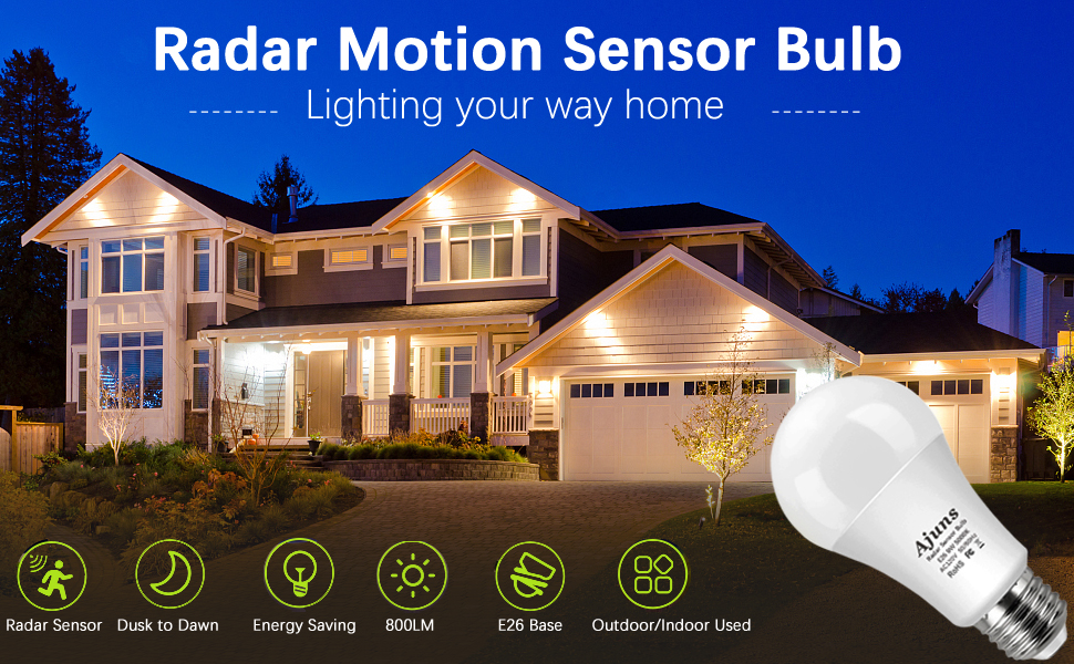 Radar Motion Sensor LED Light Bulbs, Dusk to Dawn Radar Motion