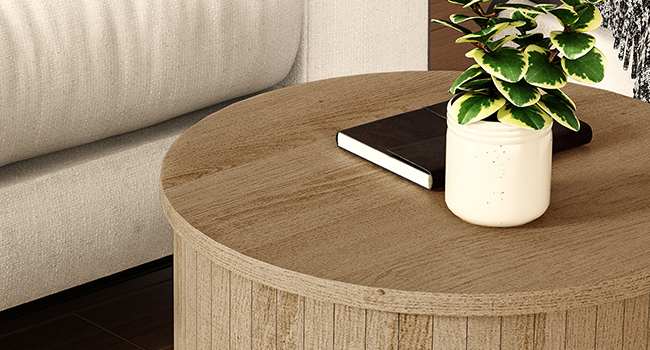 The round tabletop of the round nightstand set of 2 ensures safety while adding modern elegance