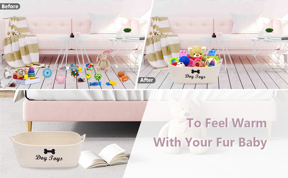 Pet Supplies Morezi Durable Rope Dog Toy Box with Handle, pet Toy