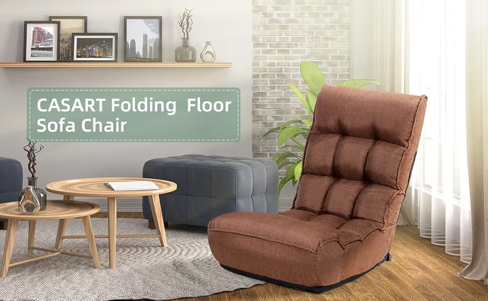 CASART Folding Floor Sofa Chair, 5 Positions Adjustable Foldable Lazy