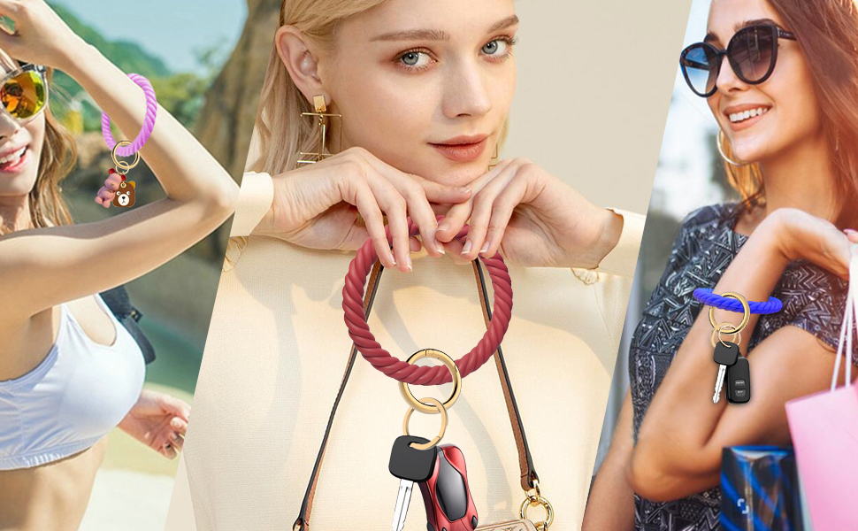 Idakekiy Key Chain, Silicon Wristlet Keychain Bangle Keyring Bracelet