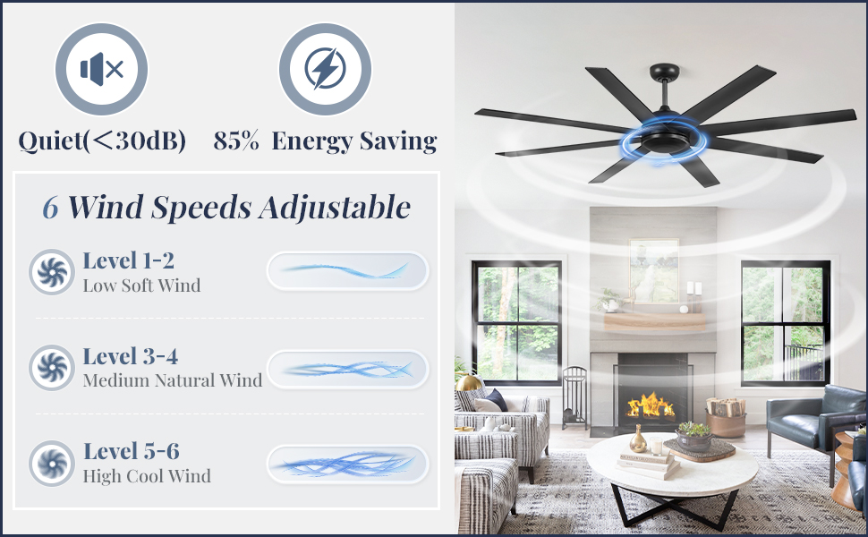 Amazon.com: 72 Inch Ceiling Fan no Light, Black Ceiling Fan