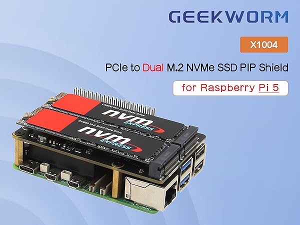 Amazon.com: Geekworm X1004 PCIe to Dual M.2 HAT NVMe 2280