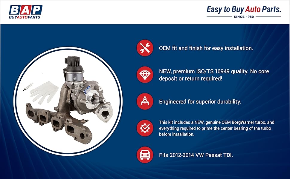 Turbocharger w/Turbo Install Kit For Volkswagen