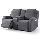 VANSOFY Recliner Loveseat Cover with Middle Console Stretch Reclining Sofa Slipcover for 2 Seat J...