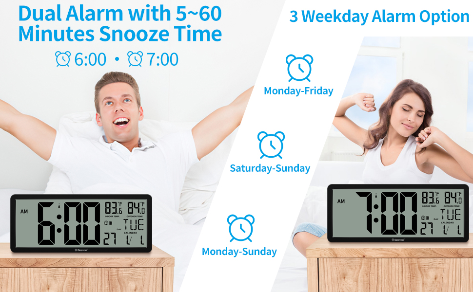 Geevon Atomic Clock,14.3"Large Digital Wall Clock Battery