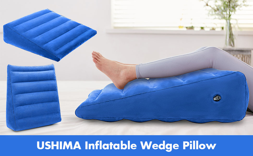 USHMA Inflatable Wedge Pillow, Portable Travel Wedge Pillow