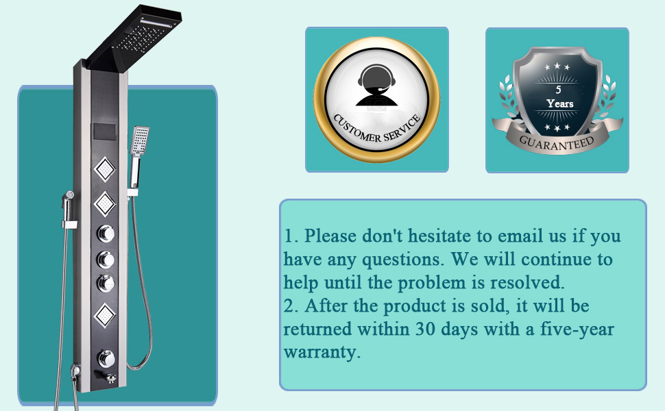 SUGUWORD Shower Tower Panel LED Shower System With 6 Functions, Unique Powerful Hydromassage And Bidet Tap Shower Tower Wall Mounted Black And Brushed Nickel 11 B096MBGKYJ