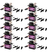 Miuzei 10 Pcs MG90S 9G Micro Servo Motor Metal Geared Motor Kit for RC Car Robot Helicopter, Mini...