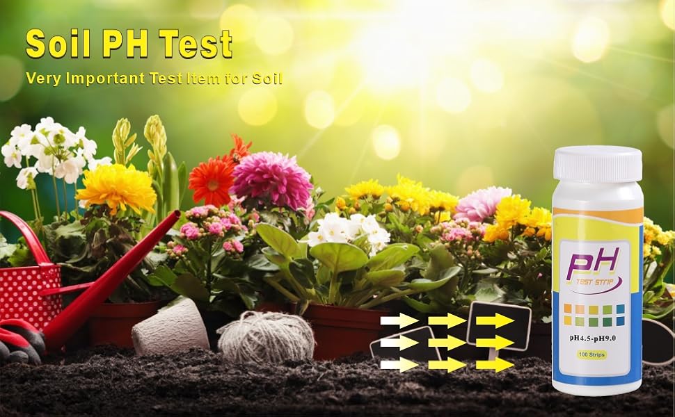 Soil pH Tester, Acidity Test Meter, Strips Kit 200 Tests, for Garden