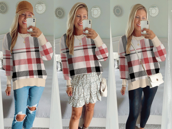 トップス LINKS CHECK KNIT PULLOVER トップス LINKS CHECK KNIT PULLOVER Checkered Knit Sweater