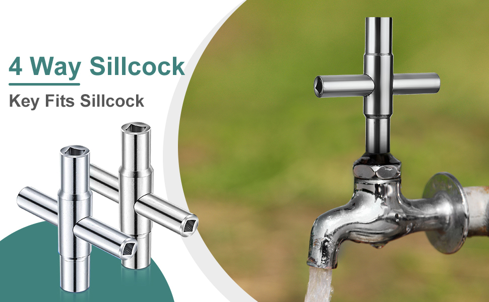 QYQRQF 4 Way Sillcock Key Heavy Duty Water Key Steel Water Utility Key