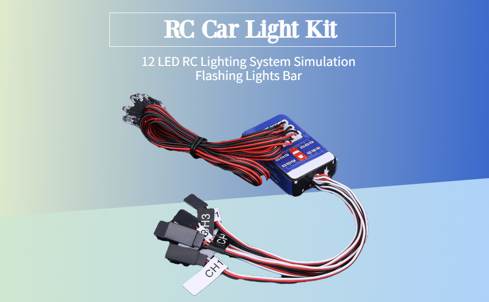 RC Car Light Kit, 12 LED RC Lighting System Simulation Flashing Lights
