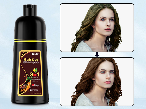 hair dye shampoo dark brown 3 in 1