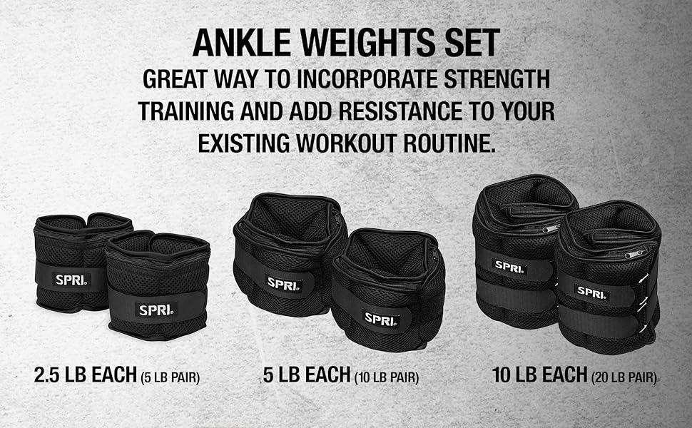 SPRI Adjustable Ankle Weights Walking Weights for Strength Training