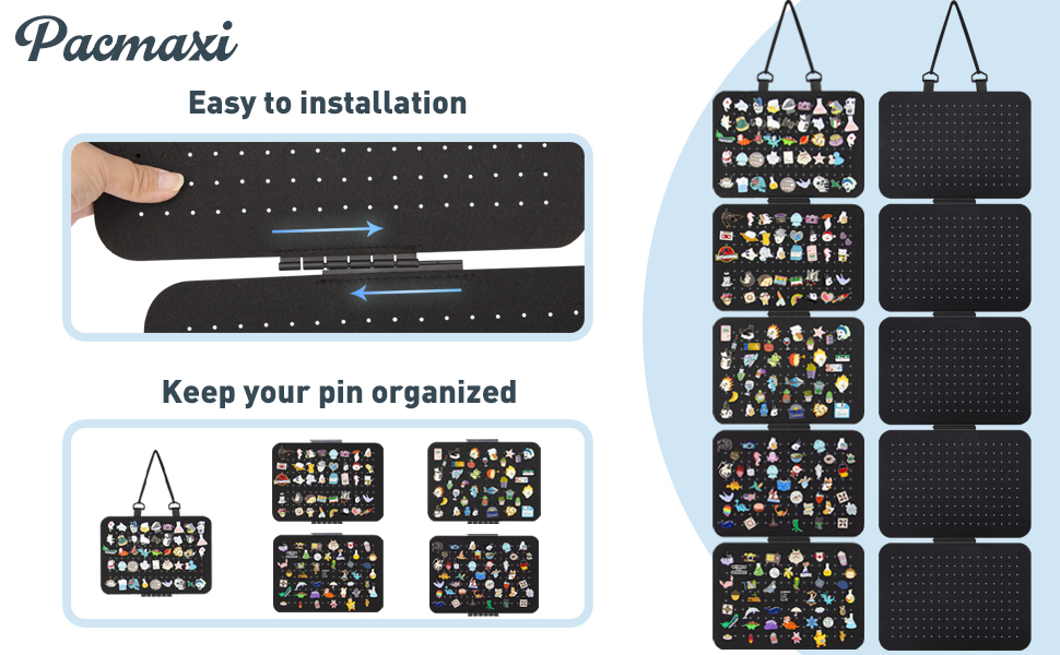 Hanging Enamel Lapel Pin Display Panels Organizer With 5 Looseleaf Board Pieces