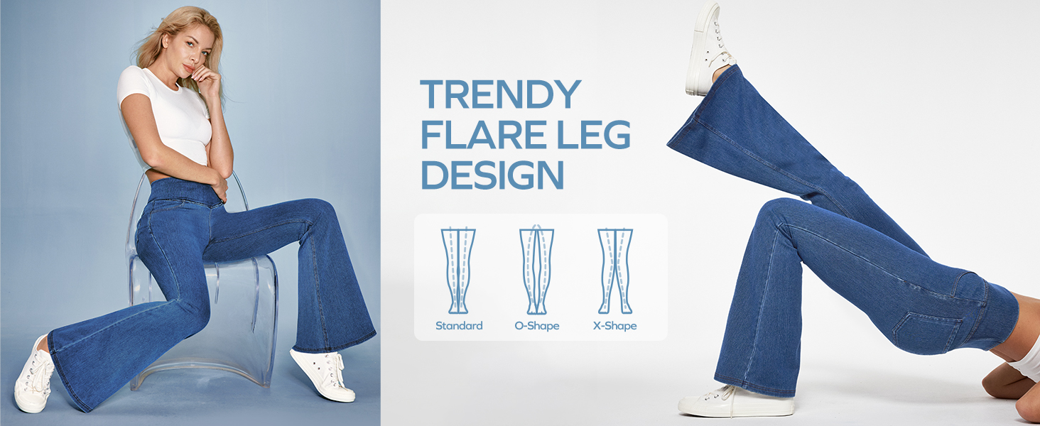 tummy control flared jeans for women